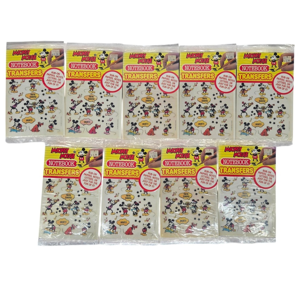 Disney Colorforms New 9pk Mickey Mouse Notebook Transfers Unisex Vintage 80s